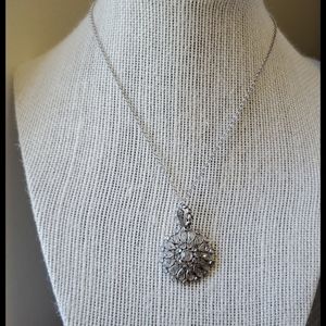 Crystal flower sterling silver charm necklace
